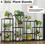 Bamworld Plant Stands Indoor 4 Sets Plant Shelves Outdoor Metal Plant Holder - Image 5