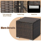 RELAX4LIFE Wicker Outdoor Storage Ottoman, 2-Piece Rattan Footstool w/Removable - Image 6