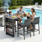 NICESOUL Wicker Outdoor Bar Set 5 Piece, Patio Counter Height Dining Table and - Image 3