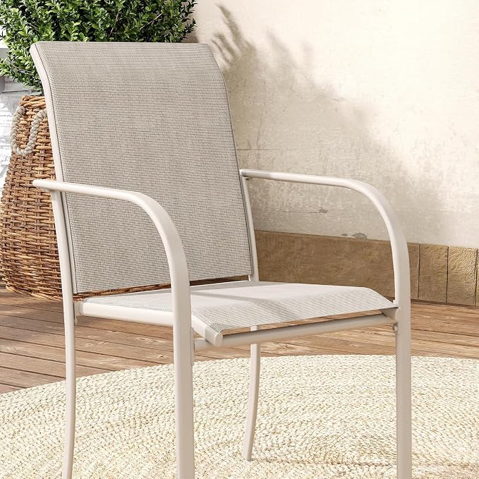 VICLLAX Patio Table and Chair Set of 8, All Weather Metal Round Outdoor Dining - Image 4