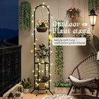 BMOSU Plant Stand with Hooks Indoor Outdoor Corner Tall Plant Stand Heavy-Duty - Image 2