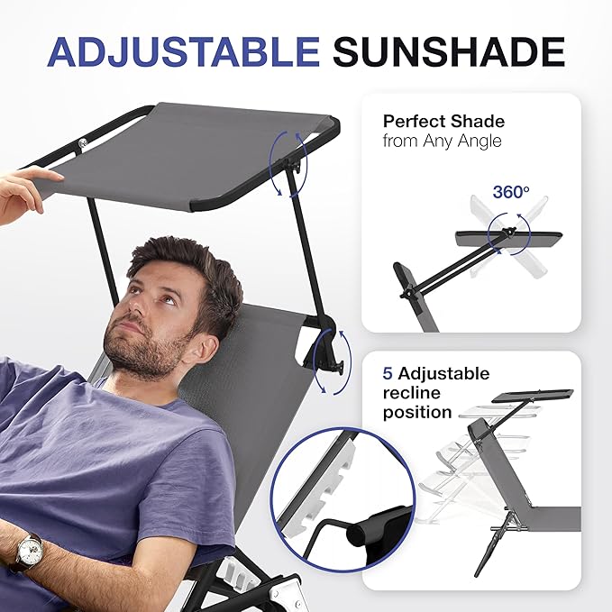Folding Outdoor Lounge Chair - Image 5
