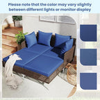 Tangkula Outdoor Rattan Double Daybed, Boho Wicker Chaise Lounge - Image 2