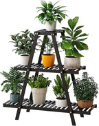 Bamboo Plant Stand Indoor/Outdoor, Rectangular, 8 Potted Flower Holder Ladder by Furshus