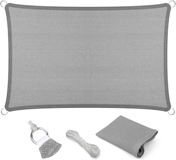 Eden's Decor Straight Flat-Edged Sun Shade Sail Rectangular 5' x 15' Grey by EdensDecorInc