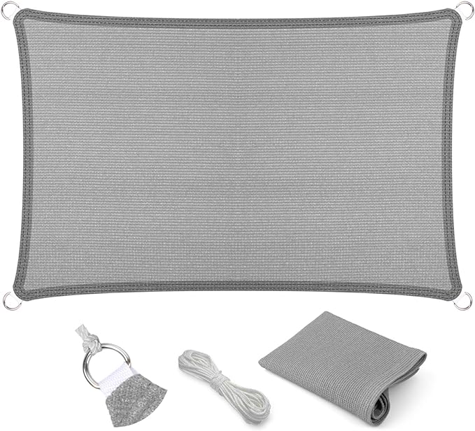 Eden's Decor Straight Flat-Edged Sun Shade Sail Rectangular 5' x 7' Grey by EdensDecorInc