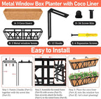 Riare 3 Pack 24 Inch Metal Railing Planter Window Box - Image 3