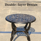Cast Aluminum Outdoor Side Table, All Weather Round Small Coffee Table - Image 8