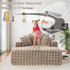 56" W Oversized Chaise Lounge Chair Indoor, Plush Faux Fur Sleeper Couch Sofa - Image 8