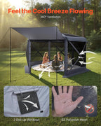 VEVOR Pop up Gazebo Screen Tent, 12 x 12 ft Large 6-Sided Camping Canopy Tent - Image 6