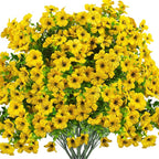 Artificial Fake Flowers for Outdoor Spring Decoration, 16 Bundles Faux Silk by Grunyia