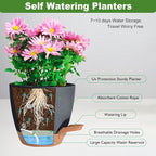 Plant Pots Pack of 5, 7/6.5/6/5.5/5 Inch Self Watering Planters - Image 3