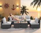 NICESOUL 7 Pieces Comfy 29.3'' High Back Outdoor Furniture Sofa Set, Extra - Image 3