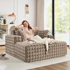 56" W Oversized Chaise Lounge Chair Indoor, Plush Faux Fur Sleeper Couch Sofa - Image 5