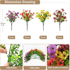 Artificial Flowers Faux Plants Outdoor Fake Flowers Spring Decor, 12 Bundles - Image 2