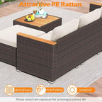 Tangkula 5 Pieces Outdoor Patio Furniture Set, L Shaped Rattan Cushioned Chairs - Image 8