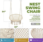 Sorbus Stylish Boho Swing Chair - Image 3