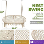 Sorbus Hammock Chair Macrame Hanging Swing Bench, Teens Girl Bedroom, Knitted - Image 3
