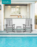 SERWALL Oversized Rocking Chair Set of 2 Outdoor, HDPE Outdoor Rocking Chair - Image 8