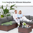 Patio Furniture Sets with Waterproof Cover, 7 Pieces Outdoor Rattan Sectional - Image 3