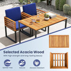 Tangkula 3 Piece Outdoor Dining Set, 2 Acacia Wood Armchairs - Image 7
