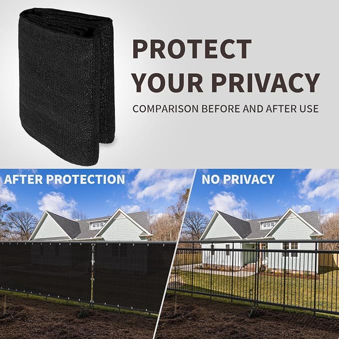LOVE STORY Custom Size 3.3'x13' Black Balcony Privacy Screen, UV Block Privacy - Image 5
