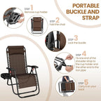 Yaheetech 26" Zero Gravity Recliners Outdoor Adjustable Folding Reclining - Image 7