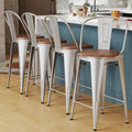 Alunaune 30" Swivel Metal Bar Stools Set of 4 High Back Counter Height by HomeFurniture