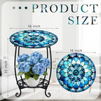 Outdoor Side Table Round Small Mosaic Patio Accent Indoor End Plant Coffee Tea - Image 3