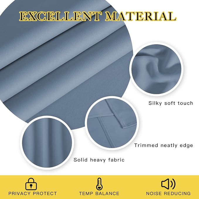 NICETOWN Blackout Curtains for Sliding Glass Door Room Divider Noise Reduce - Image 2