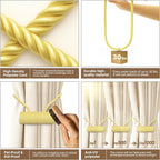 Hion Magnetic Curtain Tiebacks Golden 6 Pack, Curtain Tiebacks Buckles - Image 3