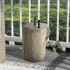 SUNBURY Outdoor Side Table Set of 2, Tree Stump Side Table Grey Colored Faux - Image 4