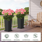 Tall Outdoor Planters Set of 2, 26 inch Tall Planters - Image 3
