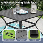 5 Piece Patio Dining Set for 4, 37”x37” Square Table - Image 3