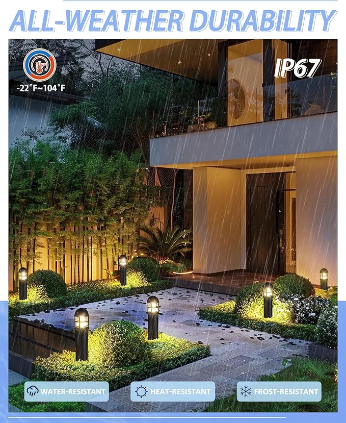 8 Pack LED Low Voltage Bollard Pathway Lights, 12V 200LM IP67 Waterproof - Image 6
