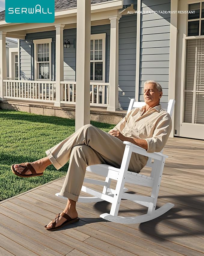 SERWALL HDPE Outdoor Rocking Chair Set of 6, Patio Rocking Chairs - Image 2