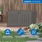 Suncast 50 Gallon Plastic Deck Box - Image 3