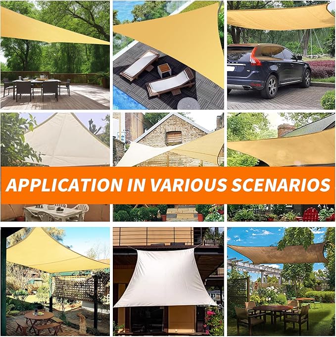 Upgraded with High-Strength Steel Cable Edges 20' x 24' Sun Shade Sail Sand - Image 5