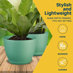 Mint Plant Pots with Drainage Holes & Saucers 3 Pack, Indoor & Outdoor - Image 3