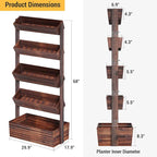 Vertical Wooden Raised Garden Bed Planters Wood Planter Kit Plant Stand Flower - Image 3