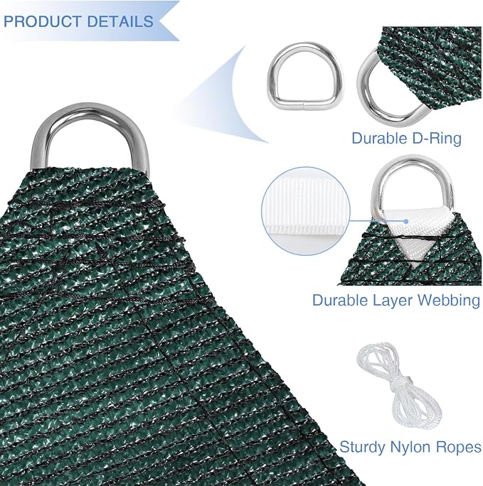 E&K Sunrise 21' x 21' x 21' Sun Shade Sail Triangle Canopy Shade Cover UV Block - Image 4