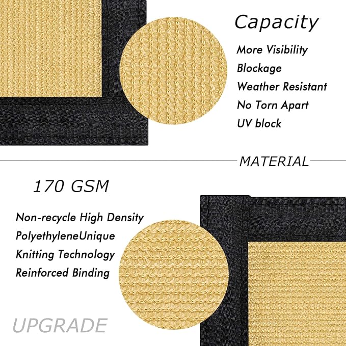 UPGRADE Privacy Fence Screen 6'x60' Sand Outdoor 90% Visibility Blockage 170 - Image 2
