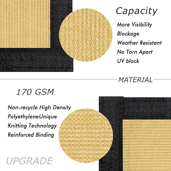 UPGRADE Privacy Fence Screen 5'x36' Sand Outdoor 90% Visibility Blockage 170 - Image 2