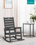 SERWALL Outdoor Rocking Chair Set of 4, Oversized HDPE Patio Rocking Chair - Image 9