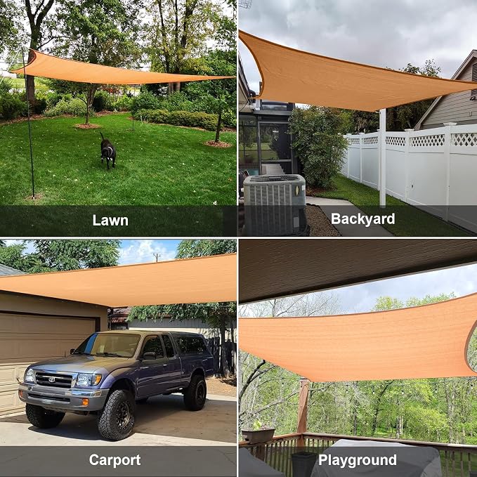 SUNLAX Sun Shade Sail 11' x 18' Peach Fuzz Rectangle Canopy Sail Shade Cover UV - Image 7