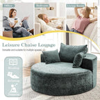 Oversized Round Chaise Longue Chair Indoor, Modern 55-inch Upholstered Chenille - Image 8