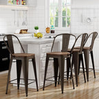 Yongqiang 30 inch Metal Bar Stools Set of 4 Bar Height Stools Kitchen Island - Image 2