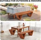 VINGLI Outdoor Wooden Bench, 600lb Capacity Outdoor Backless Benches - Image 6