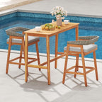 Tangkula 5 Piece Patio Bar Set, Outdoor Acacia Wood Counter Height Table - Image 4