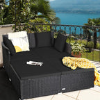 HAPPYGRILL Patio Rattan Daybed Outdoor Loveseat Sofa Set - Image 4